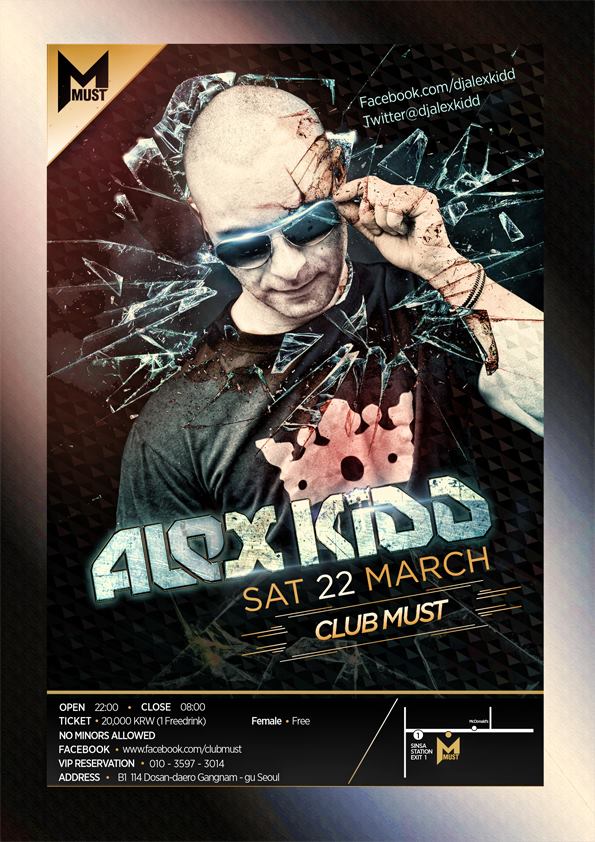 Event poster for a K-Access DJ booking at Club Must, Seoul